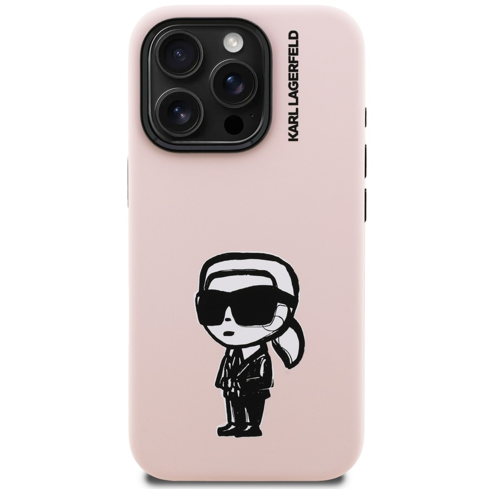 Karl Lagerfeld Silikon Karl Sketch MagSafe-fodral för iPhone 16 Pro Max - Rosa