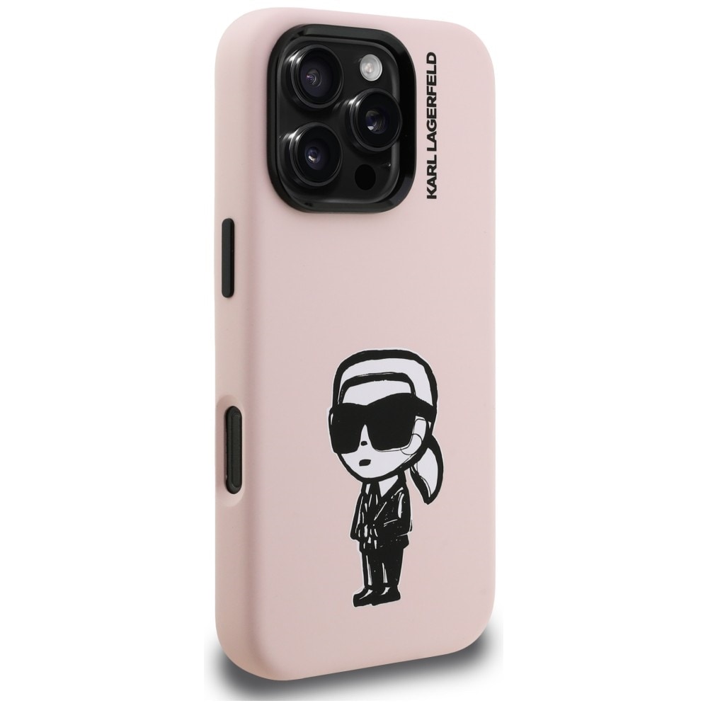 Karl Lagerfeld Silikon Karl Sketch MagSafe-fodral för iPhone 16 Pro Max - Rosa