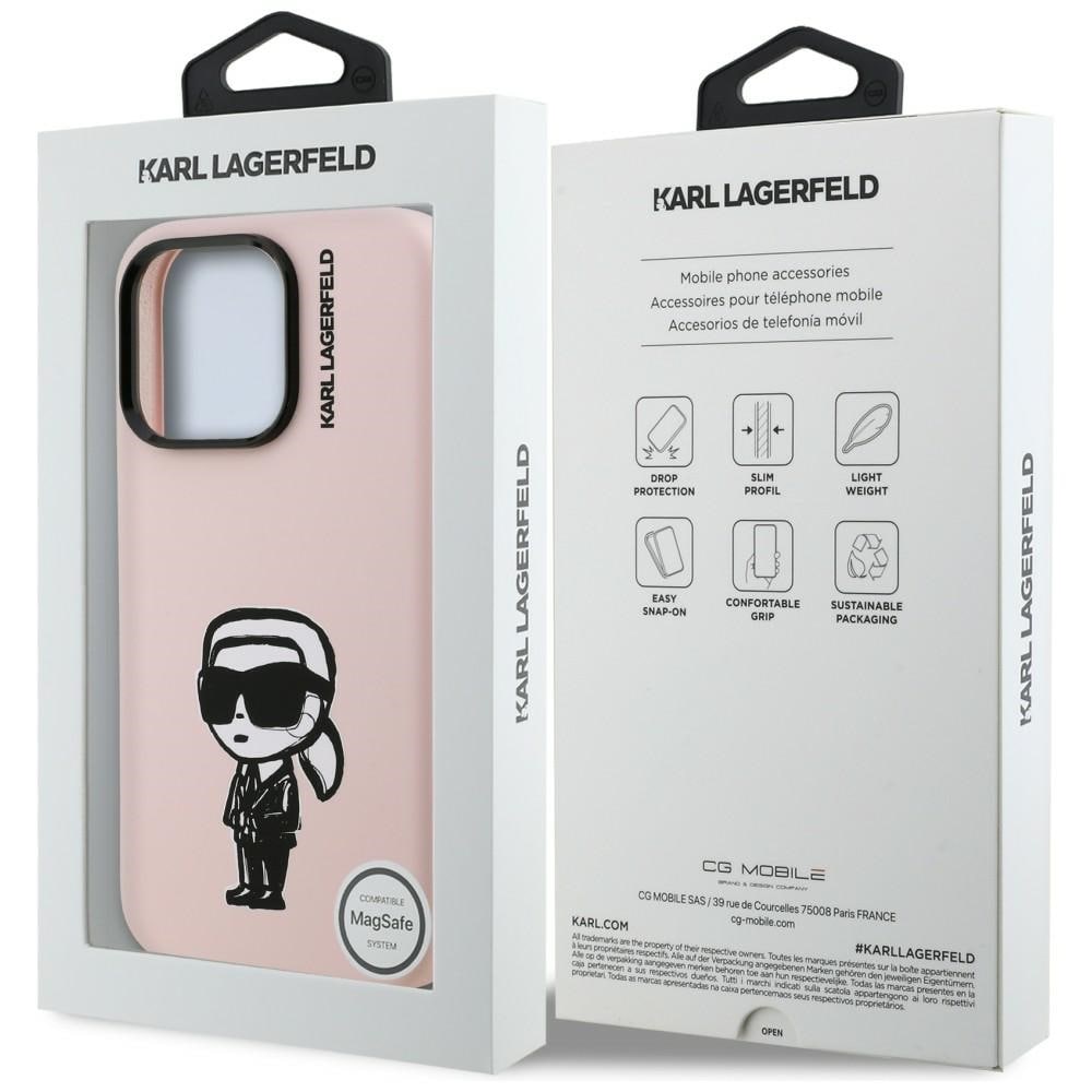 Karl Lagerfeld Silikon Karl Sketch MagSafe-fodral för iPhone 16 Pro Max - Rosa