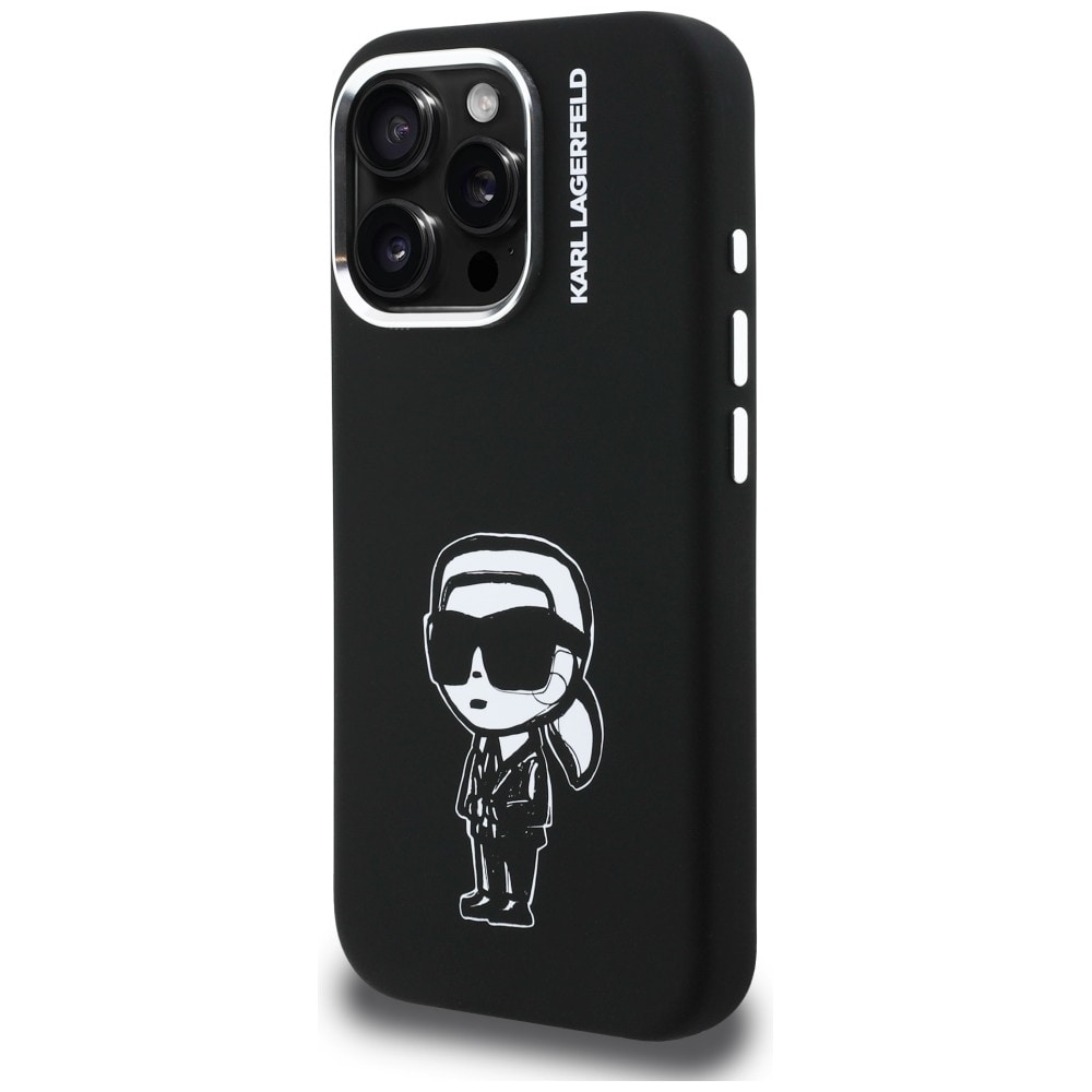Karl Lagerfeld Silikone Karl Sketch MagSafe-etui til iPhone 16 Pro Max - Sort