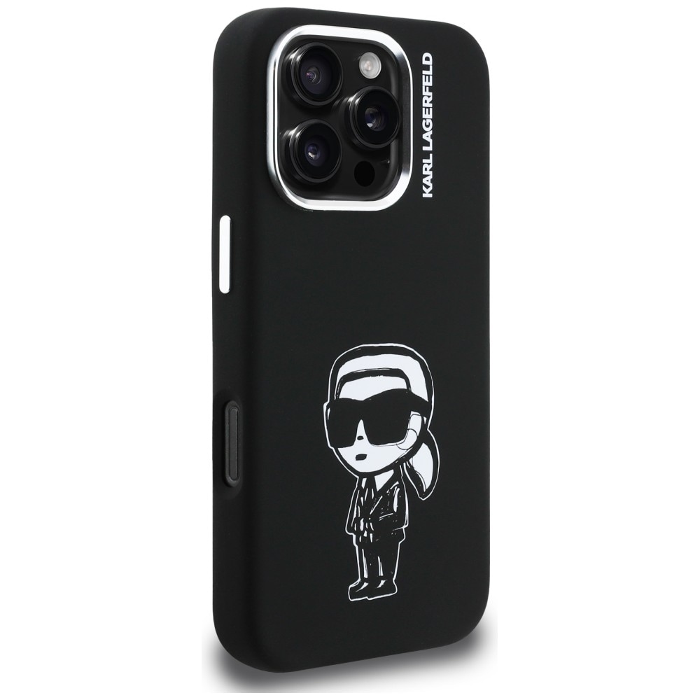 Karl Lagerfeld Silikone Karl Sketch MagSafe-etui til iPhone 16 Pro Max - Sort