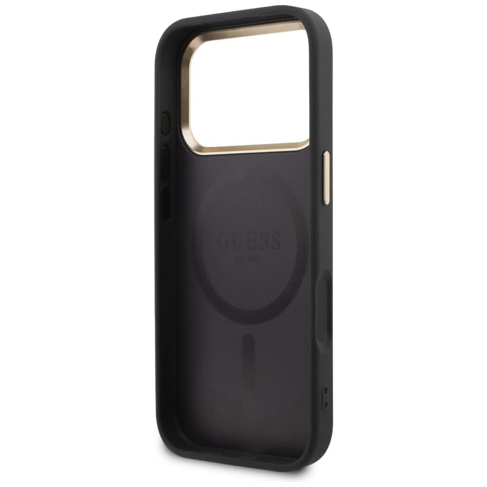 Guess Perforeret 4G MagSafe-etui til iPhone 17 Pro - sort