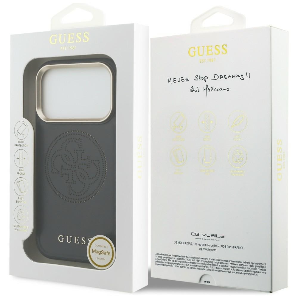 Guess Perforeret 4G MagSafe-etui til iPhone 17 Pro - sort