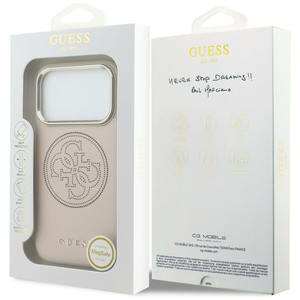 Guess Perforeret 4G MagSafe-etui til iPhone 17 Pro Max - Pink