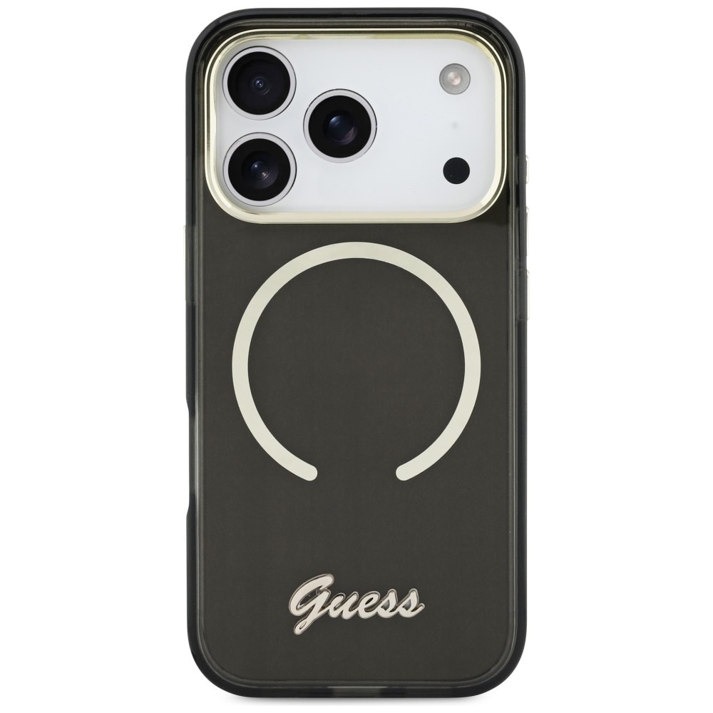 Guess IML Script Metal MagSafe-etui til iPhone 17 Pro Max - Sort
