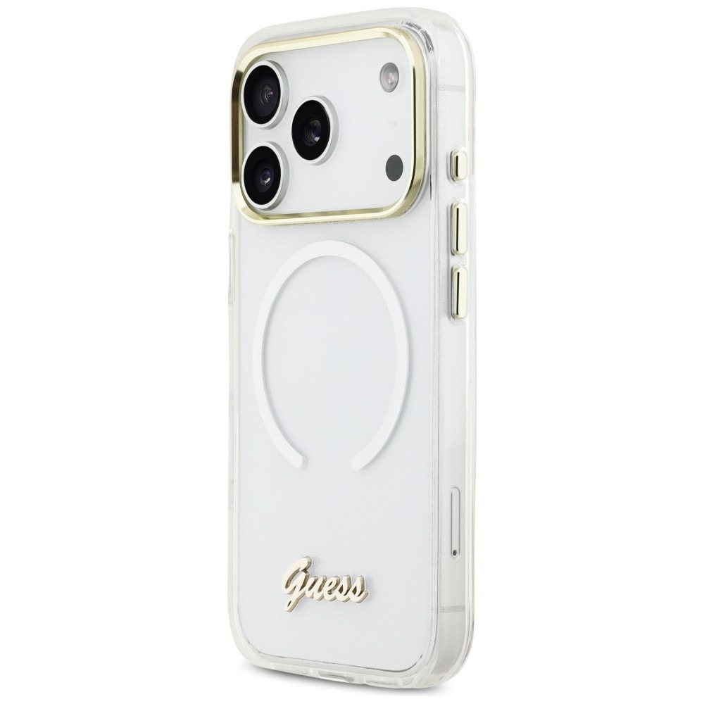 Guess IML Gradient Script MagSafe-fodral i metall för iPhone 17 Pro - Vit