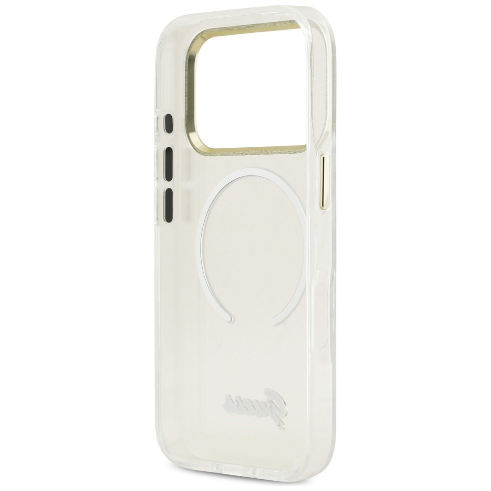 Guess IML Gradient Script MagSafe-fodral i metall för iPhone 17 Pro - Vit