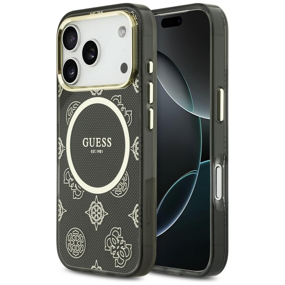 Guess IML Peony Dot MagSafe-fodral för iPhone 17 Pro - Svart