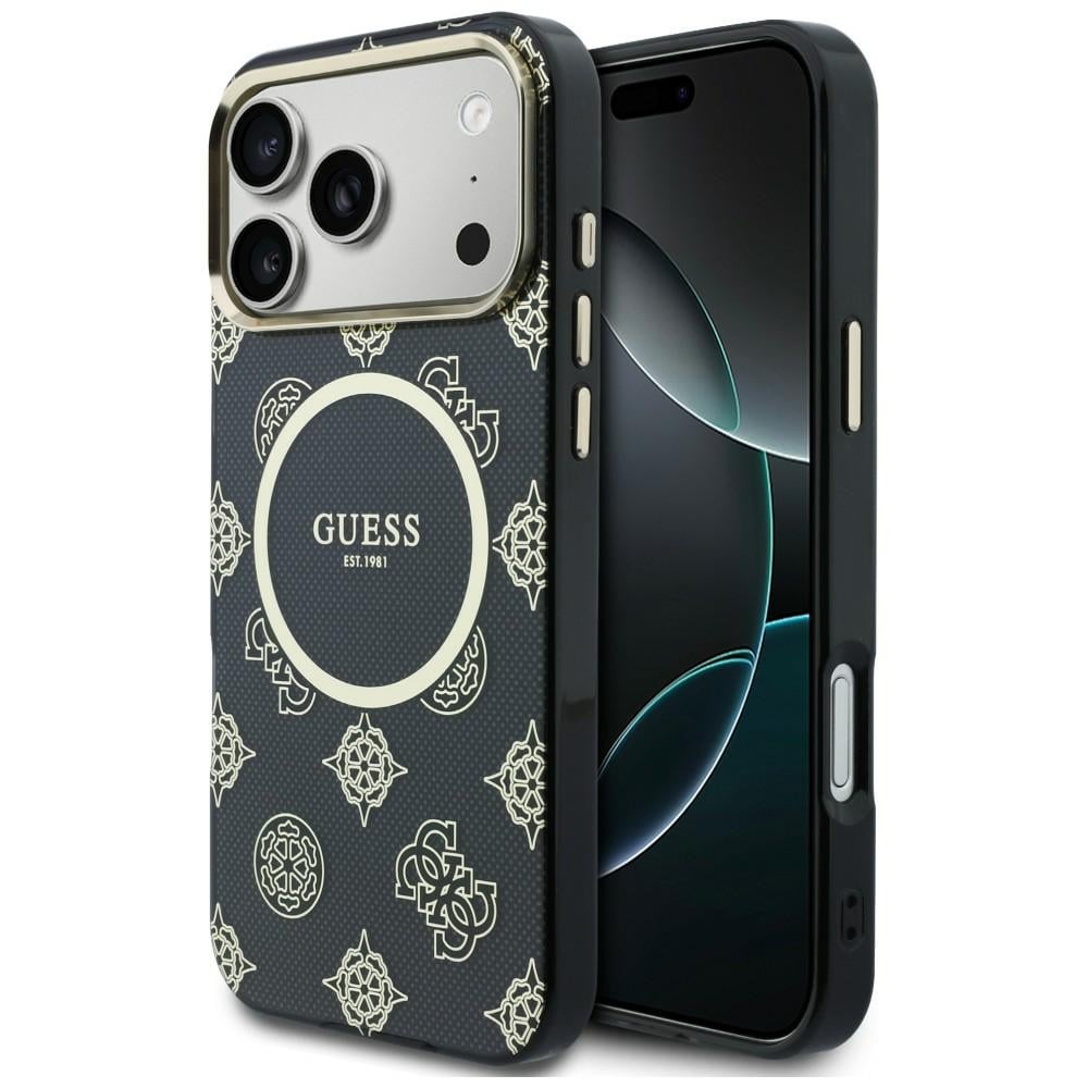 Guess IML Peony Dot MagSafe-fodral för iPhone 17 Pro Max - Svart