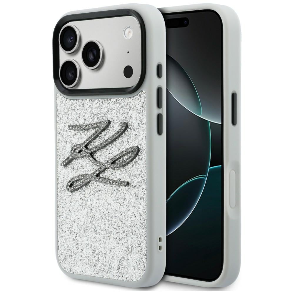 Karl Lagerfeld IML Glitter KL Diamond Logo fodral för iPhone 17 Pro - silver