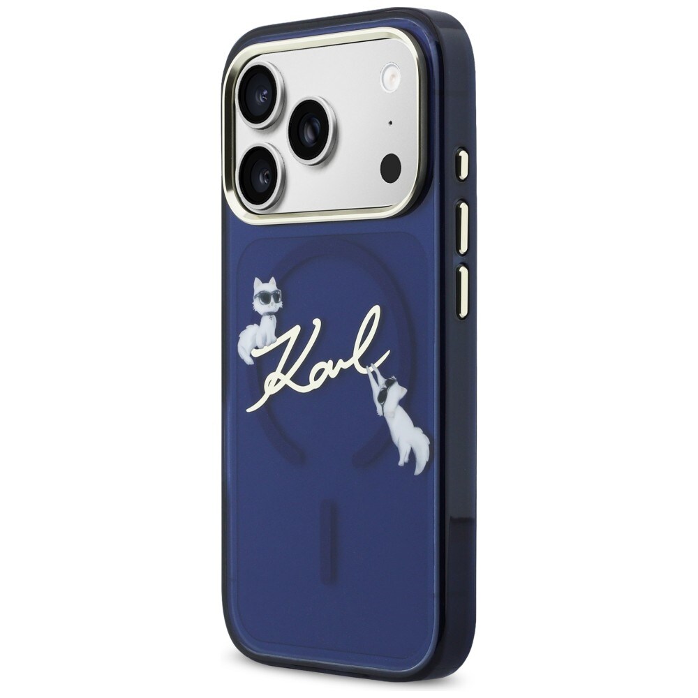 Karl Lagerfeld IML Choupettes Karl Script Logo MagSafe-fodral för iPhone 17 Pro Max - Blå