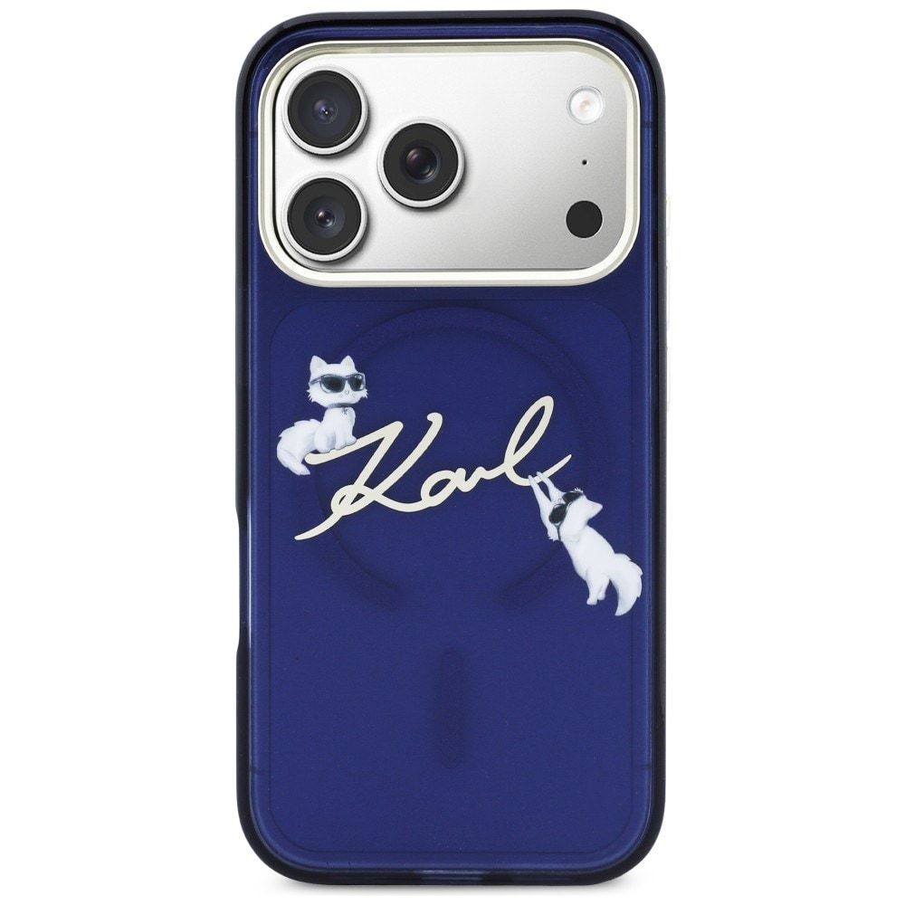 Karl Lagerfeld IML Choupettes Karl Script Logo MagSafe-fodral för iPhone 17 Pro Max - Blå