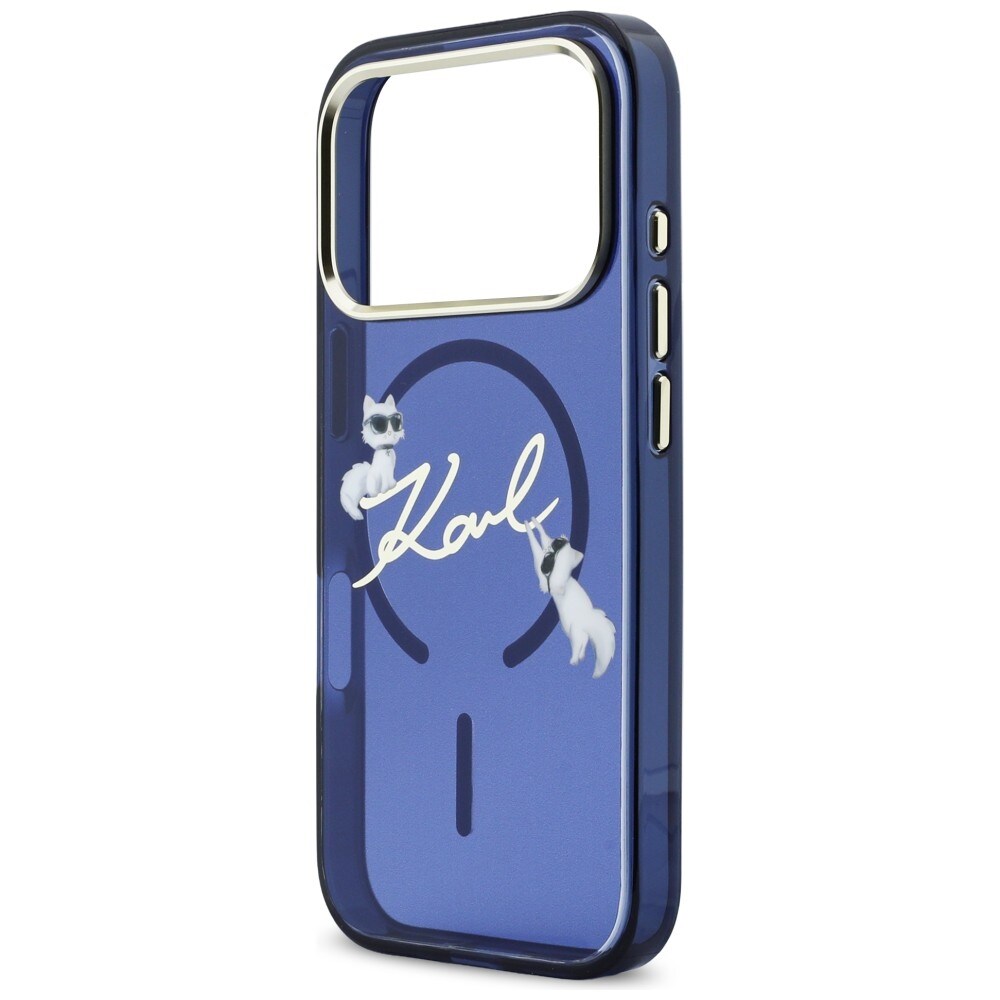 Karl Lagerfeld IML Choupettes Karl Script Logo MagSafe-fodral för iPhone 17 Pro Max - Blå