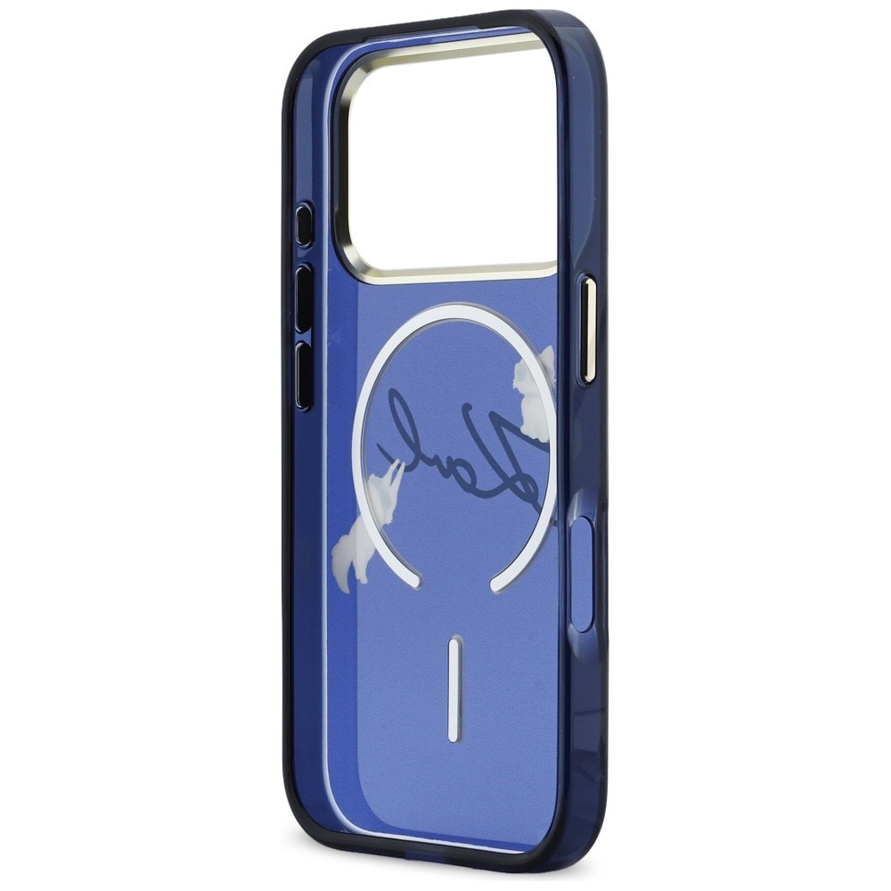 Karl Lagerfeld IML Choupettes Karl Script Logo MagSafe-fodral för iPhone 17 Pro Max - Blå
