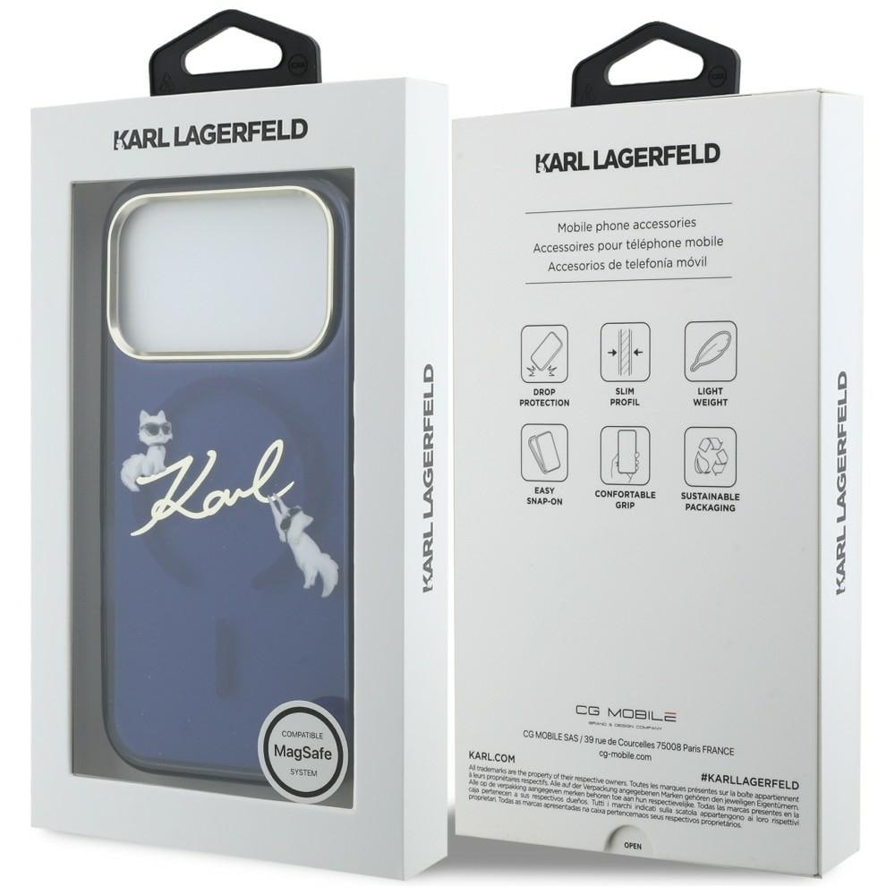 Karl Lagerfeld IML Choupettes Karl Script Logo MagSafe-fodral för iPhone 17 Pro Max - Blå
