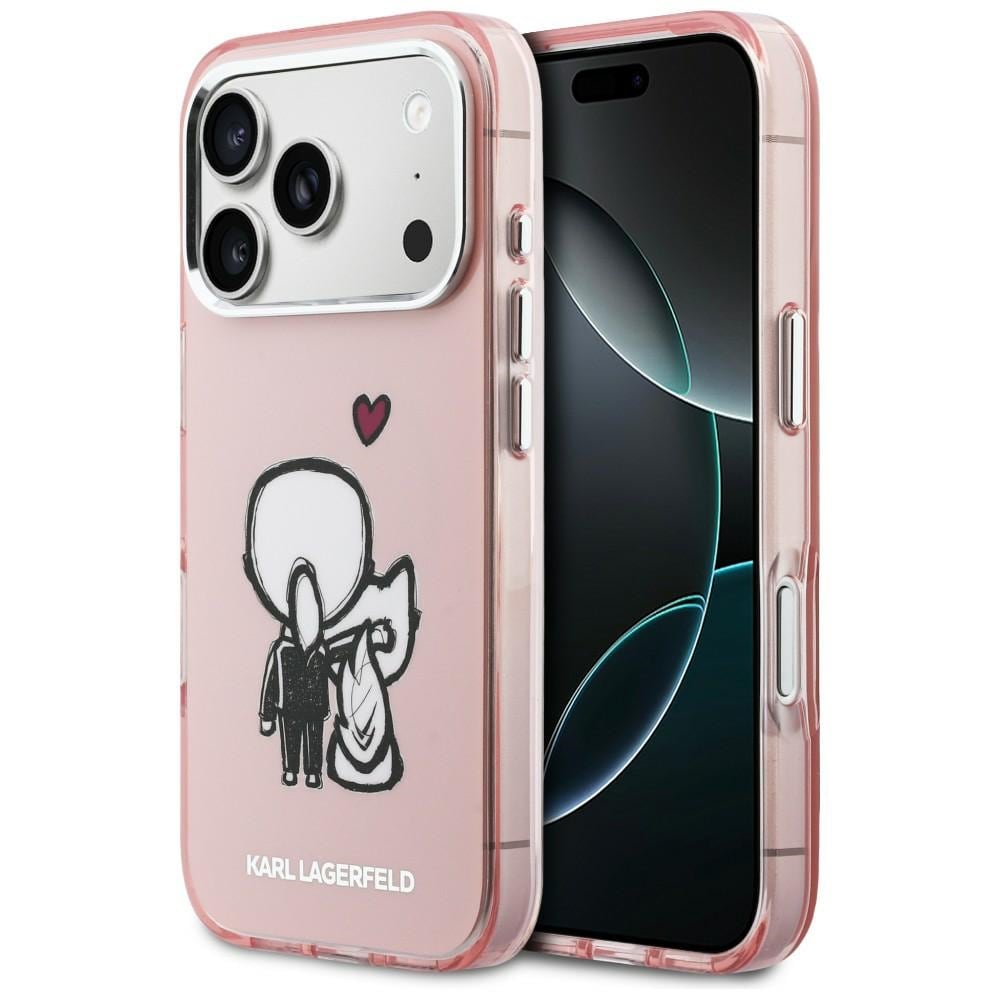 Karl Lagerfeld Karl & Choupette Back MagSafe-fodral för iPhone 17 Pro - Rosa