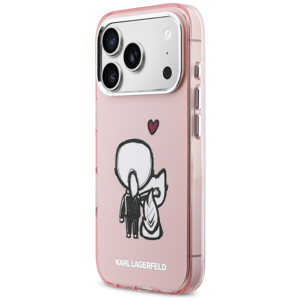 Karl Lagerfeld Karl & Choupette Back MagSafe-fodral för iPhone 17 Pro - Rosa