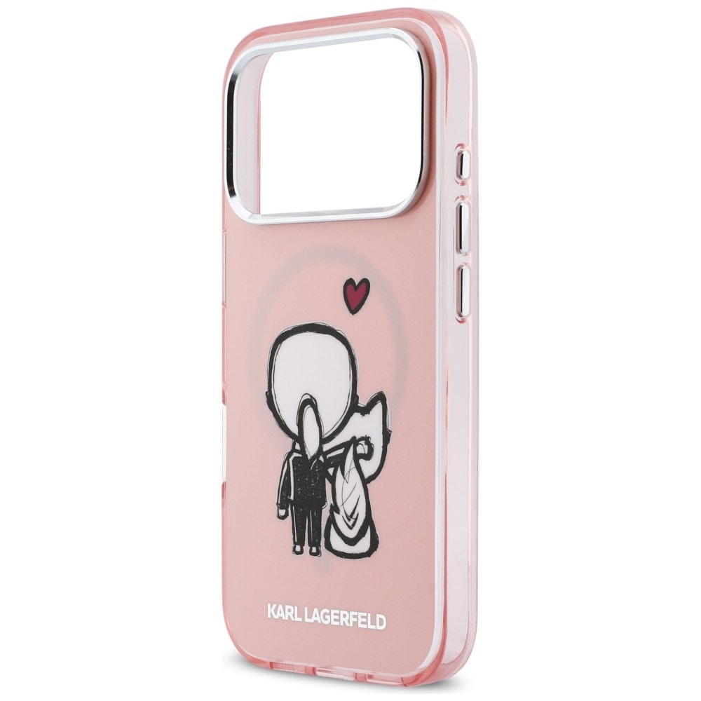 Karl Lagerfeld Karl & Choupette Back MagSafe-fodral för iPhone 17 Pro - Rosa