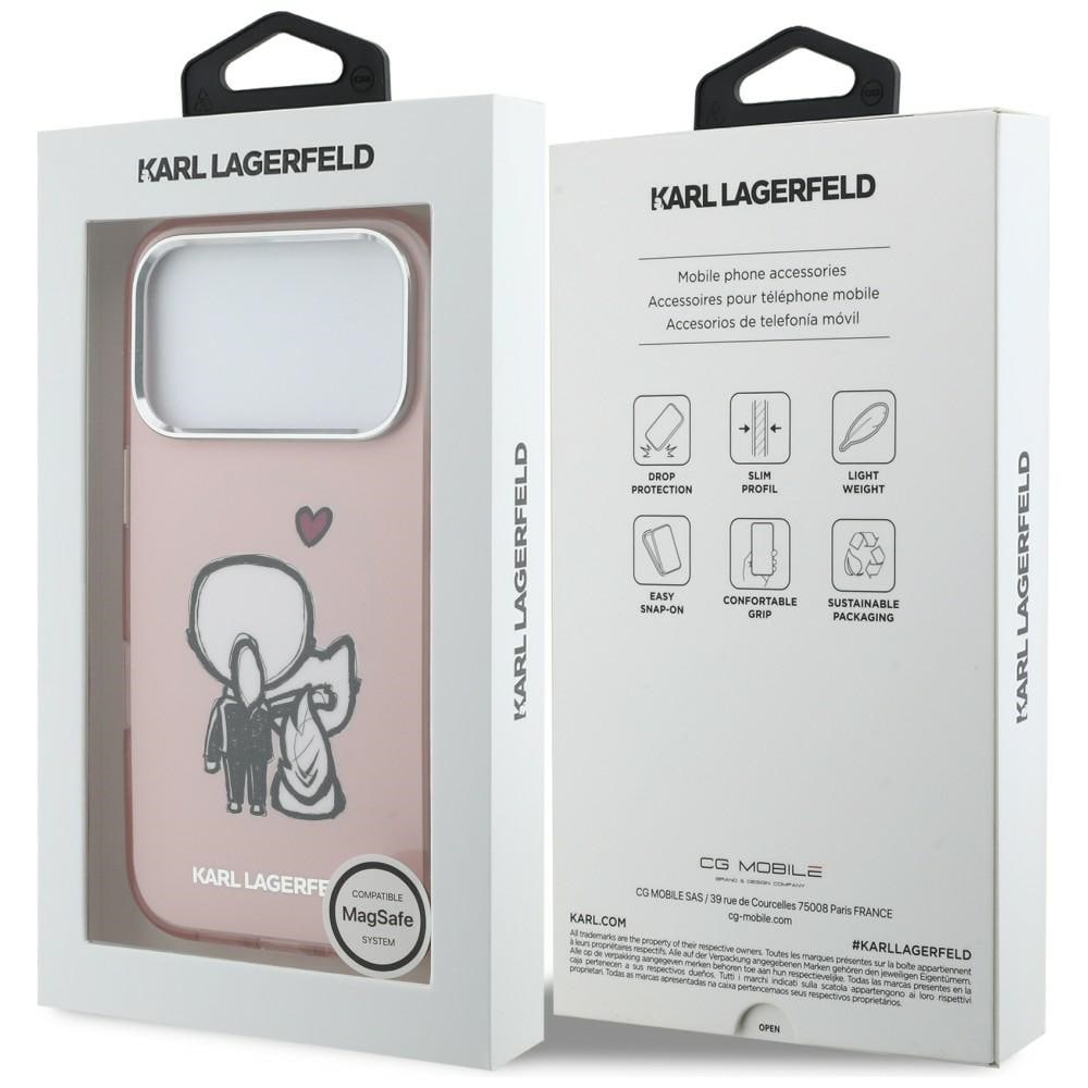Karl Lagerfeld Karl & Choupette Back MagSafe-fodral för iPhone 17 Pro - Rosa