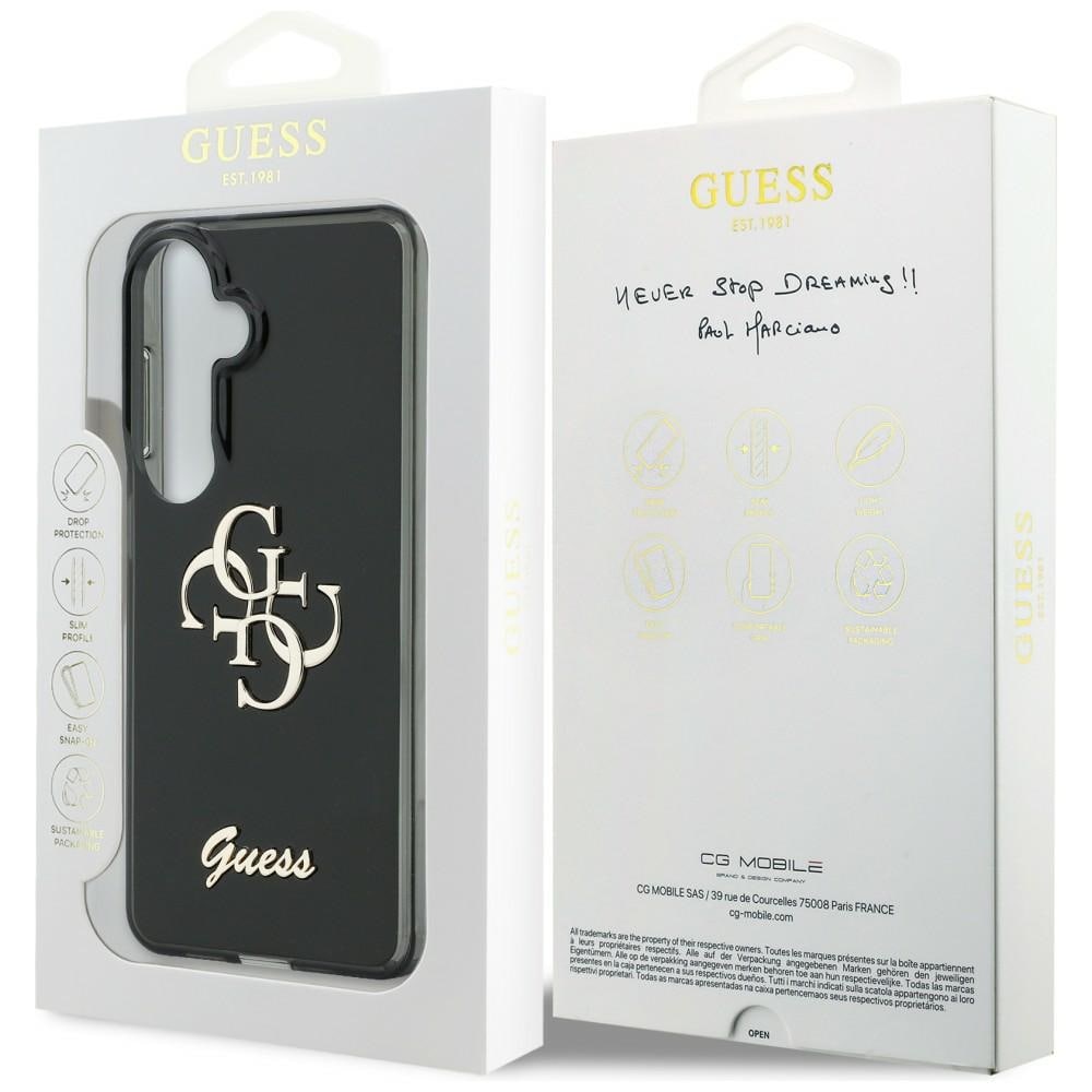 Guess IML Big Metal 4G Script fodral för Samsung Galaxy S26 - svart