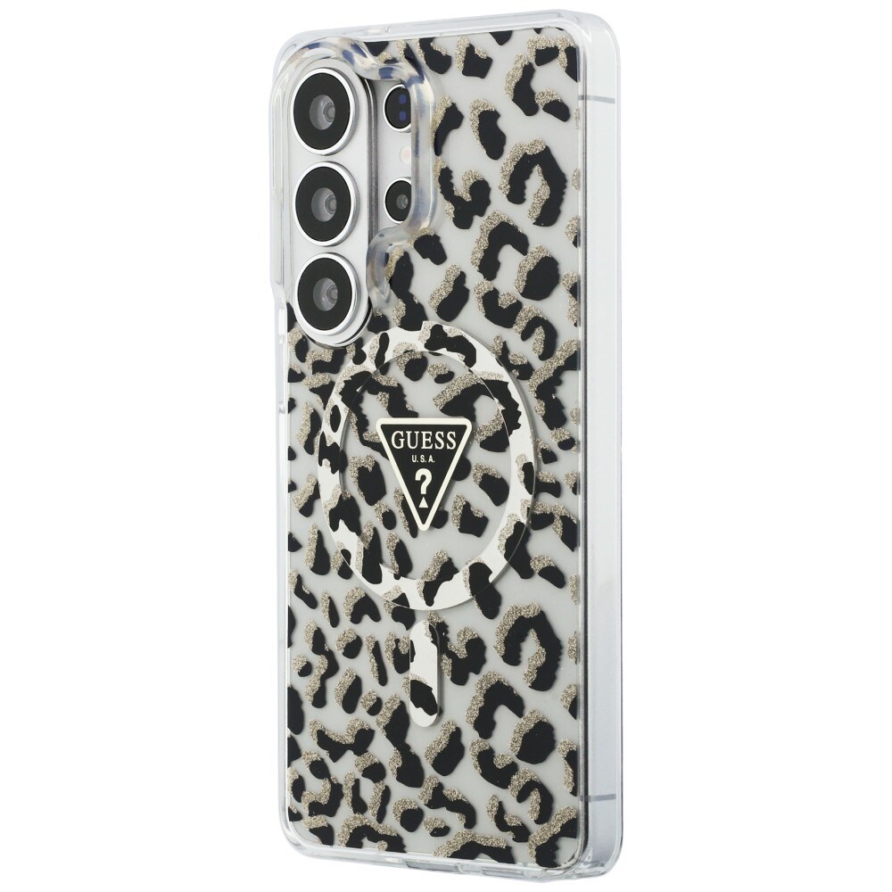Guess IML Leopard Print Triangle MagSafe-fodral för Samsung Galaxy S26 Ultra - Svart
