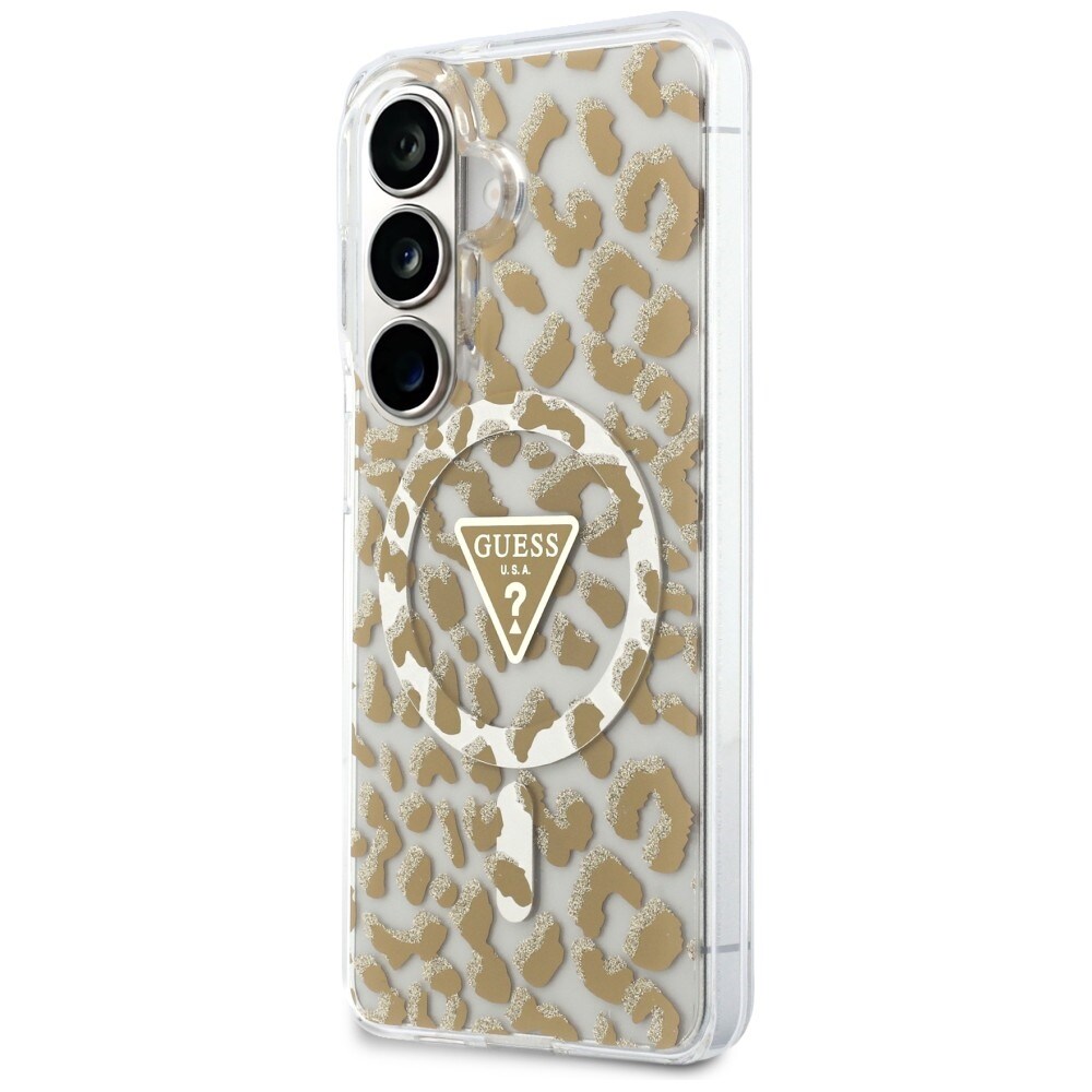 Guess IML Leopard Print Triangle MagSafe-fodral för Samsung Galaxy S26 - Brun