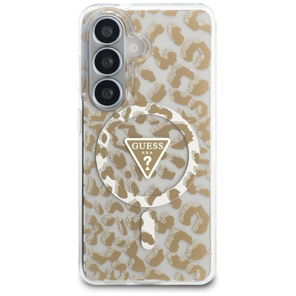 Guess IML Leopard Print Triangle MagSafe-fodral för Samsung Galaxy S26 - Brun