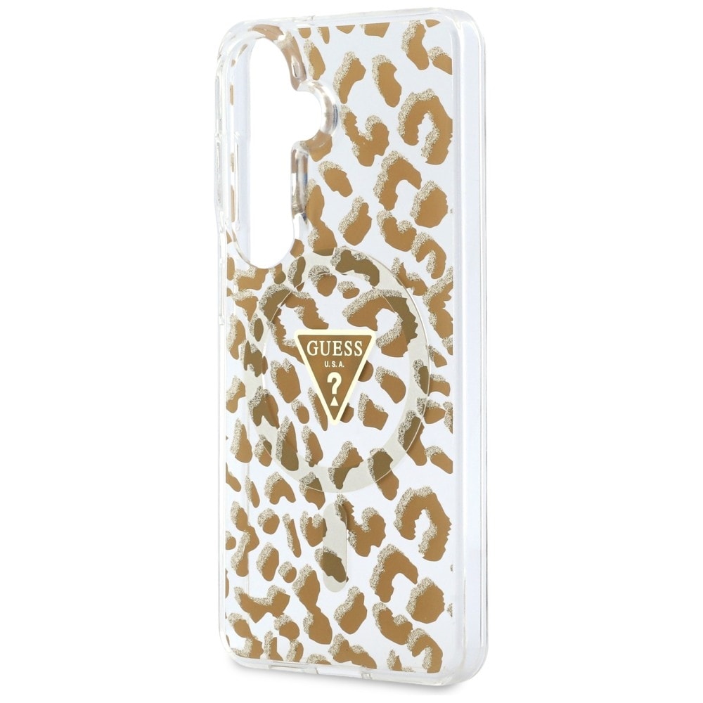Guess IML Leopard Print Triangle MagSafe-fodral för Samsung Galaxy S26 - Brun