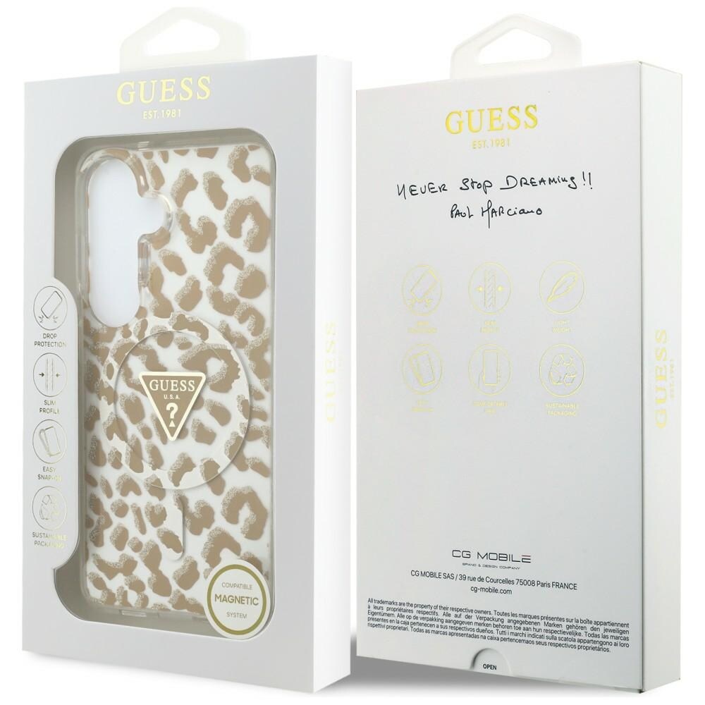 Guess IML Leopard Print Triangle MagSafe-fodral för Samsung Galaxy S26 - Brun