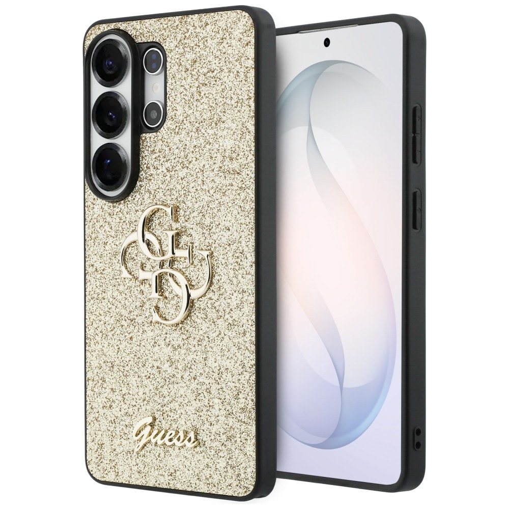 Guess Fast Glitter Big 4G Metal Logo fodral för Samsung Galaxy S26 Ultra - guld