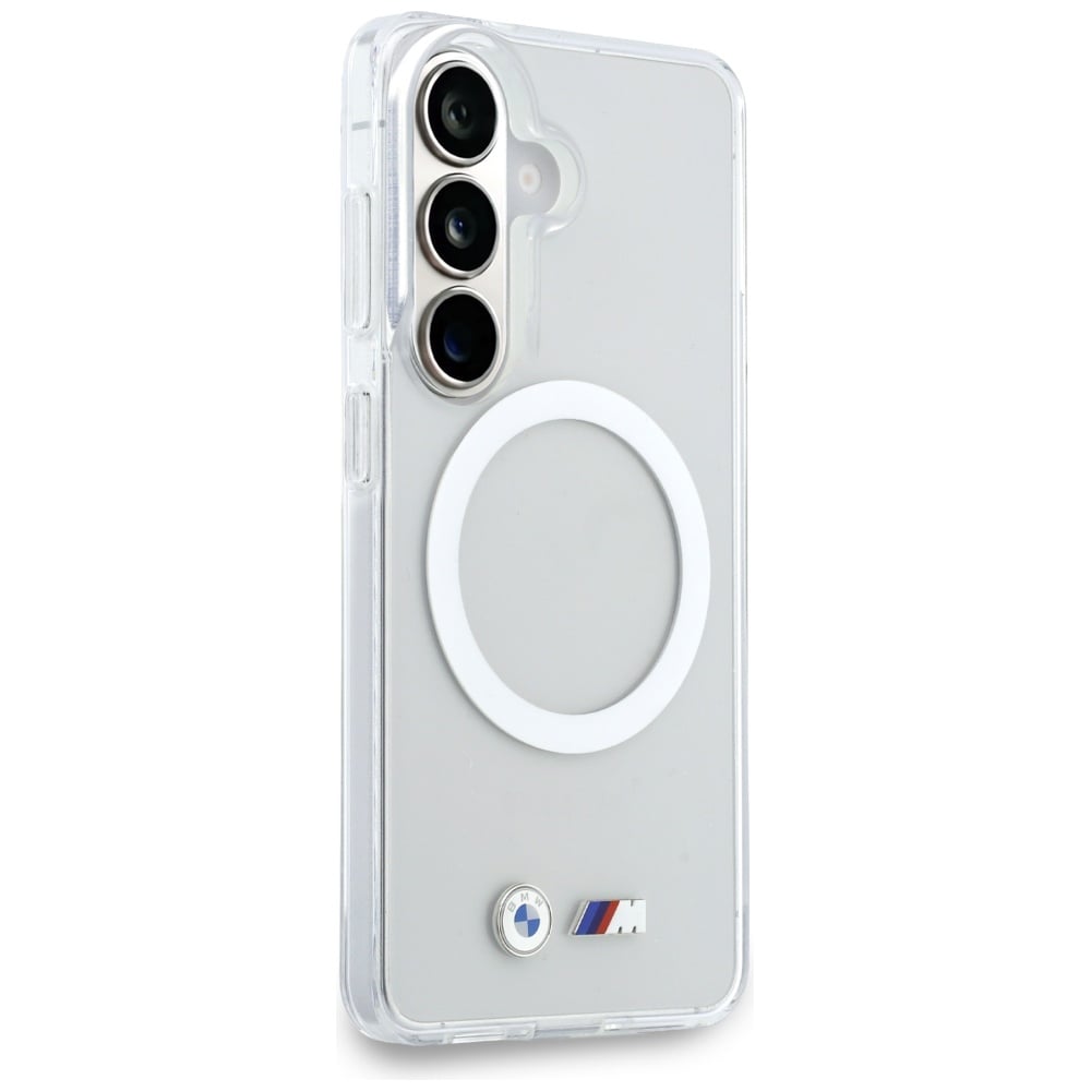 BMW IML Stötsäkert MagSafe-fodral med metallogo för Samsung Galaxy S26 - Transparent