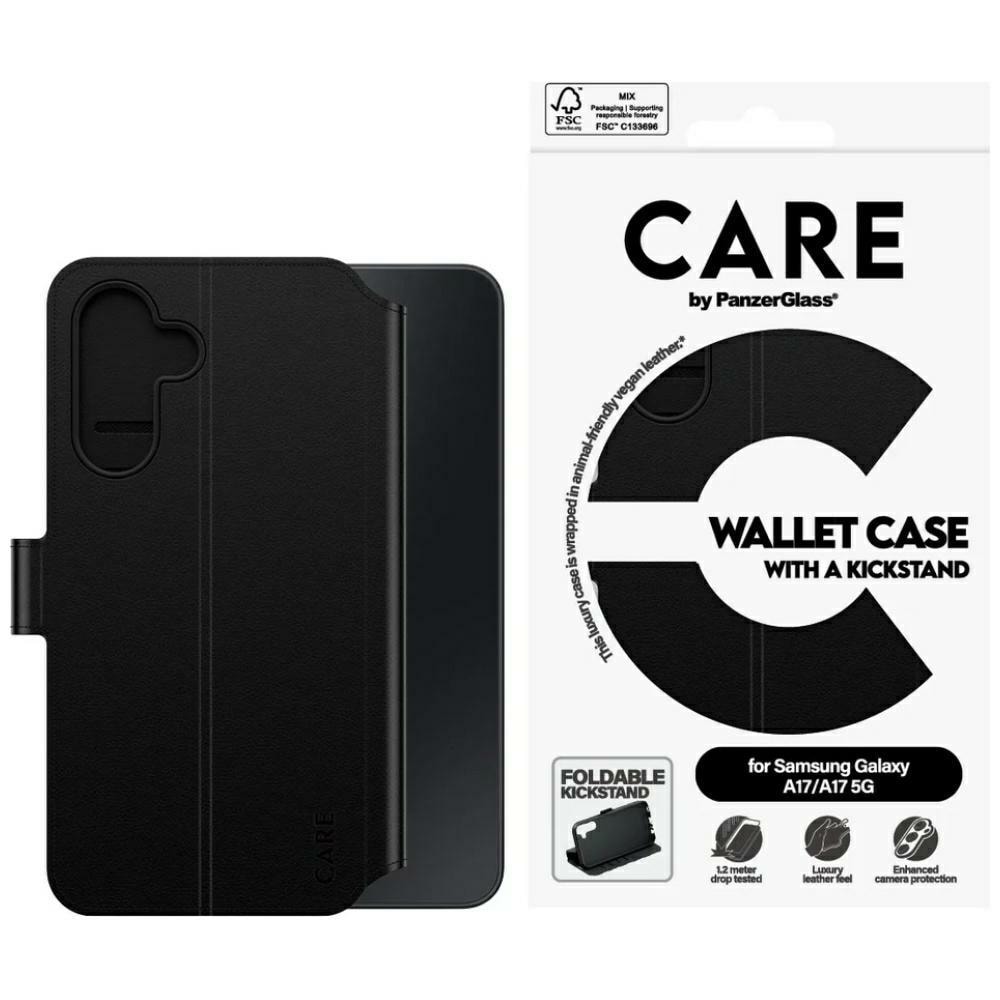 CARE by PanzerGlass Plånboksfodral M. Kickstand för Samsung Galaxy M17 5G / A17 / A17 5G - Svart