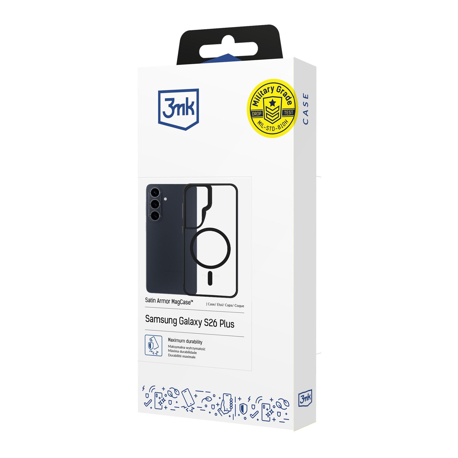 3mk Satin Armor MagCase för Samsung Galaxy S26+ - Svart