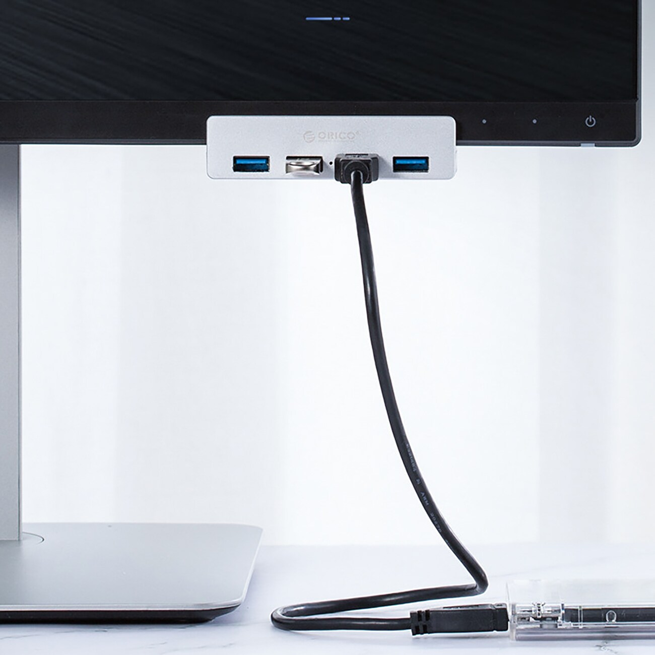Orico MH4PU Hub klämmonterad 4x USB-A 3.0 - Silver
