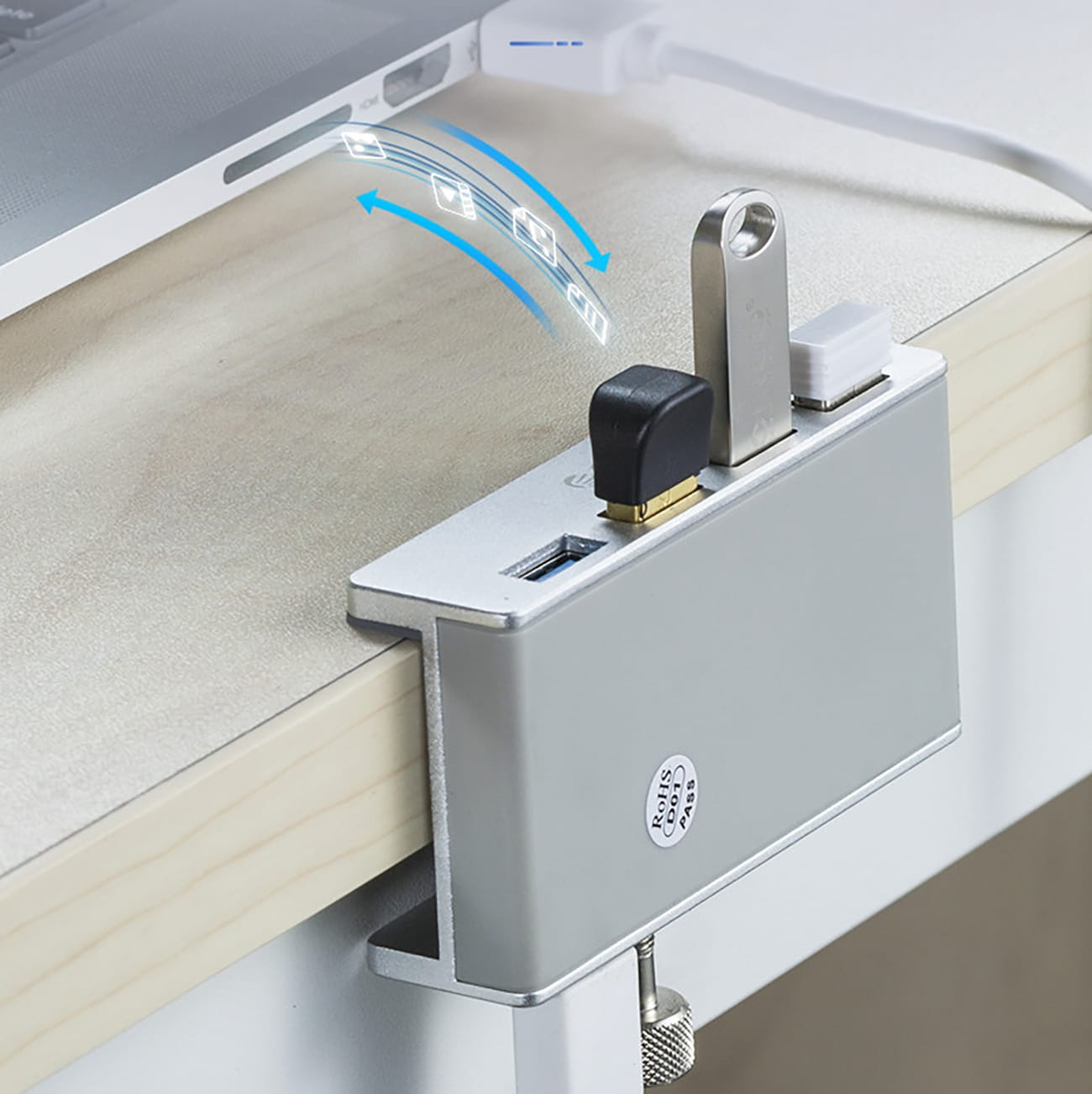 Orico MH4PU Hub klämmonterad 4x USB-A 3.0 - Silver