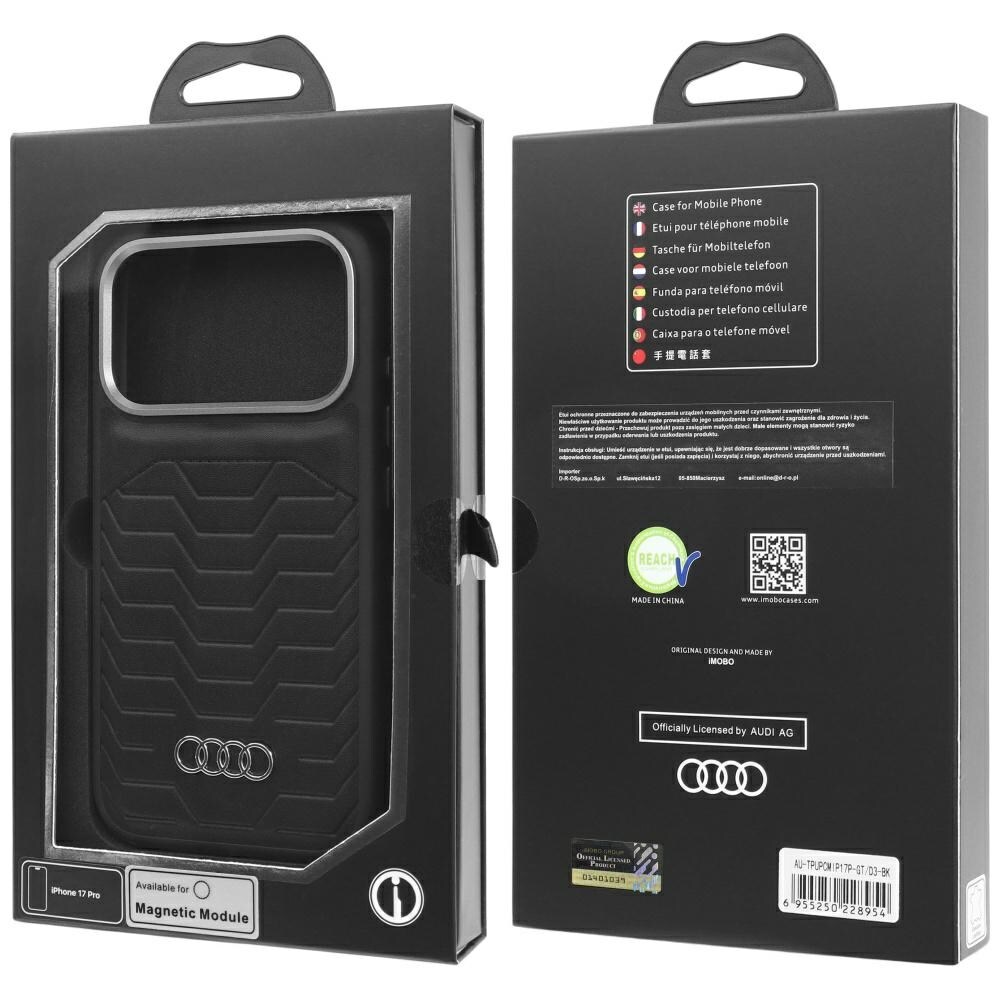 Audi GT MagSafe-etui i syntetisk læder til iPhone 17 Pro - sort