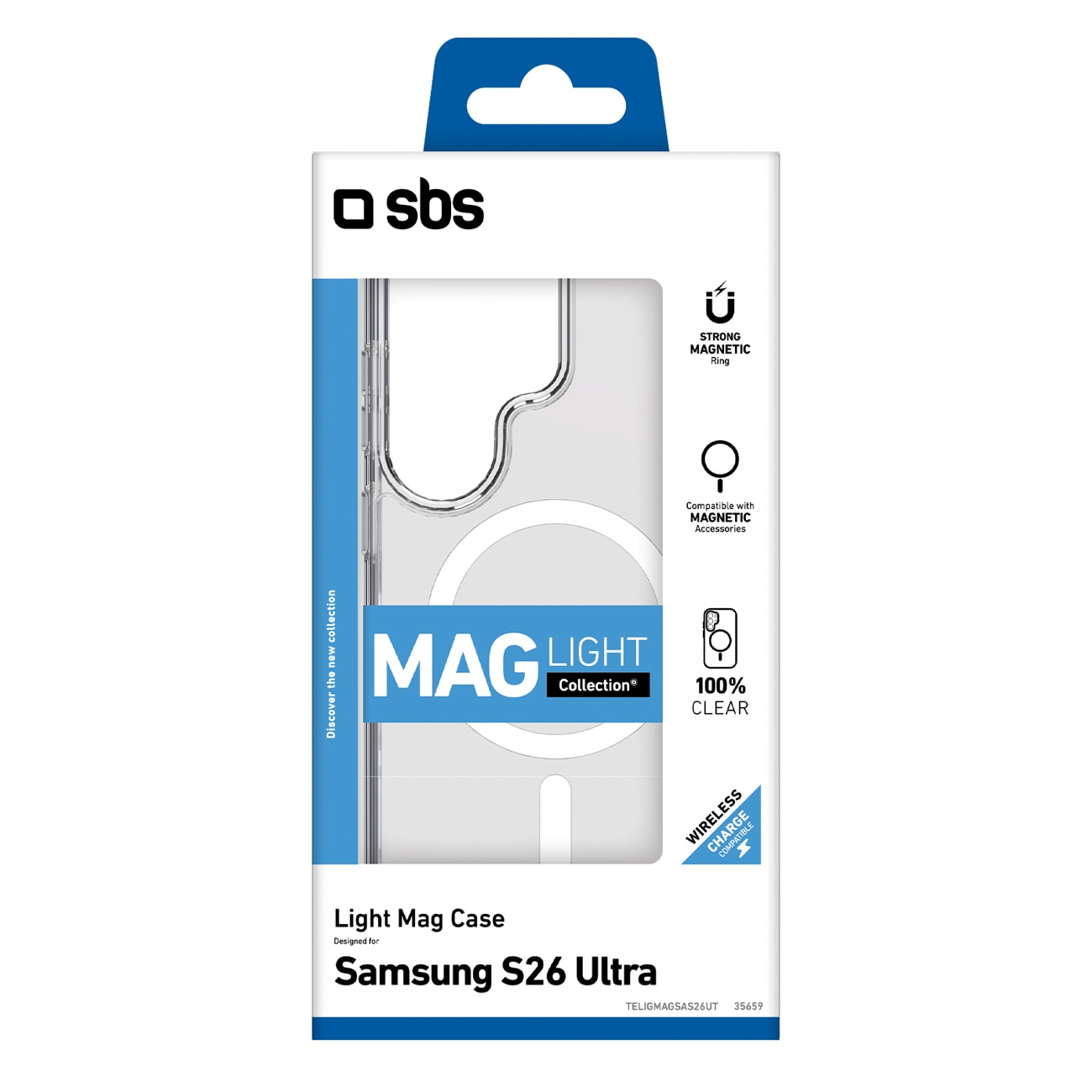 SBS Cover Light Mag Skyddsfodral för Samsung Galaxy S26 Ultra Kompatibel med MagSafe - Transparent