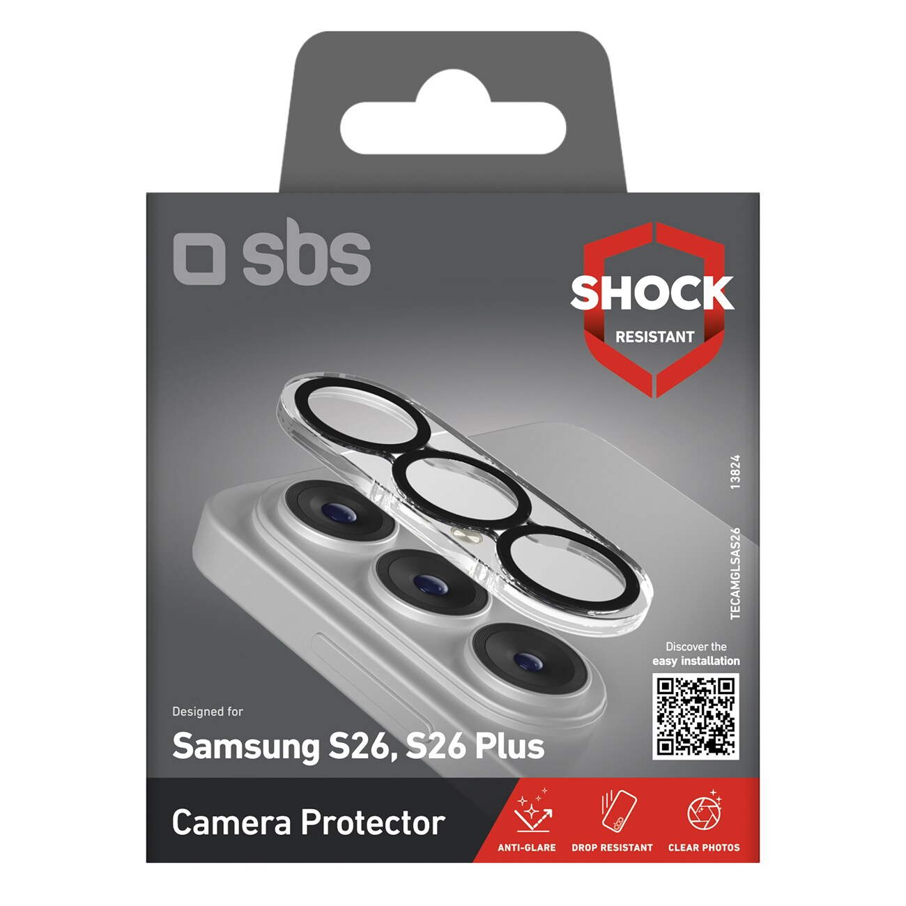 SBS skyddsglas för bakre kamera för Samsung Galaxy S26 - med svart ram