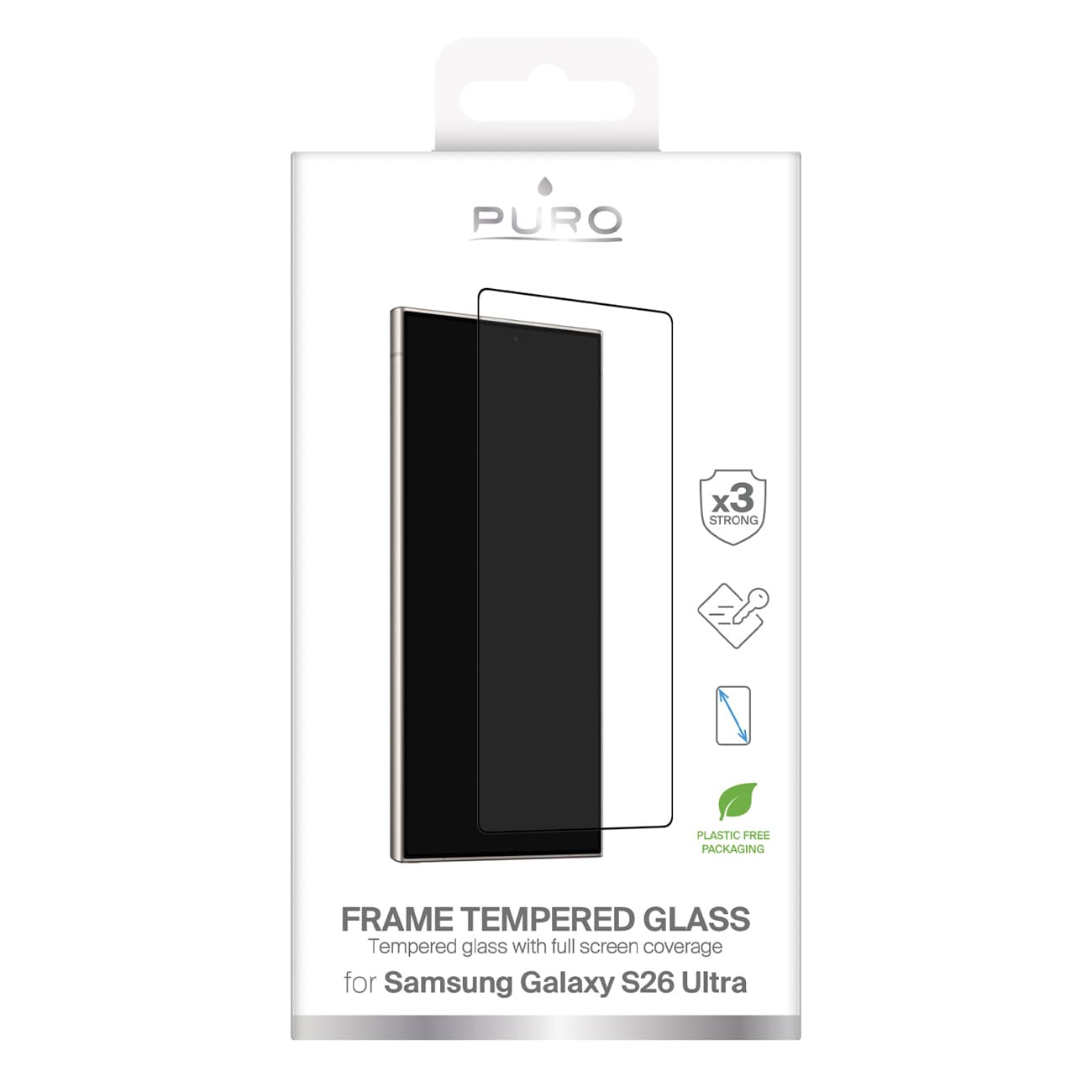 Puro Frame härdat glas för Samsung Galaxy S26 Ultra - med svart ram