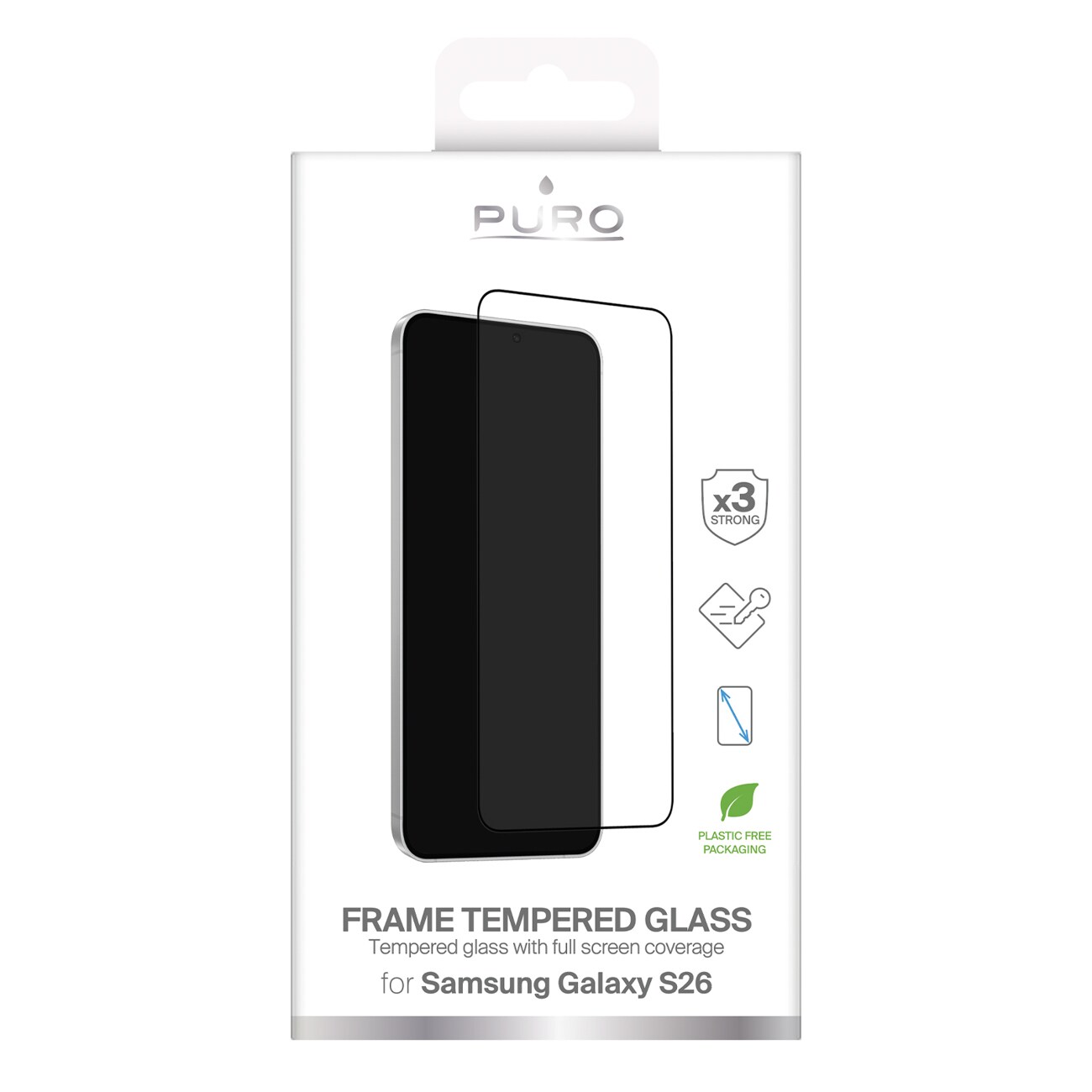 Puro Frame härdat glas för Samsung Galaxy S26 - med svart ram