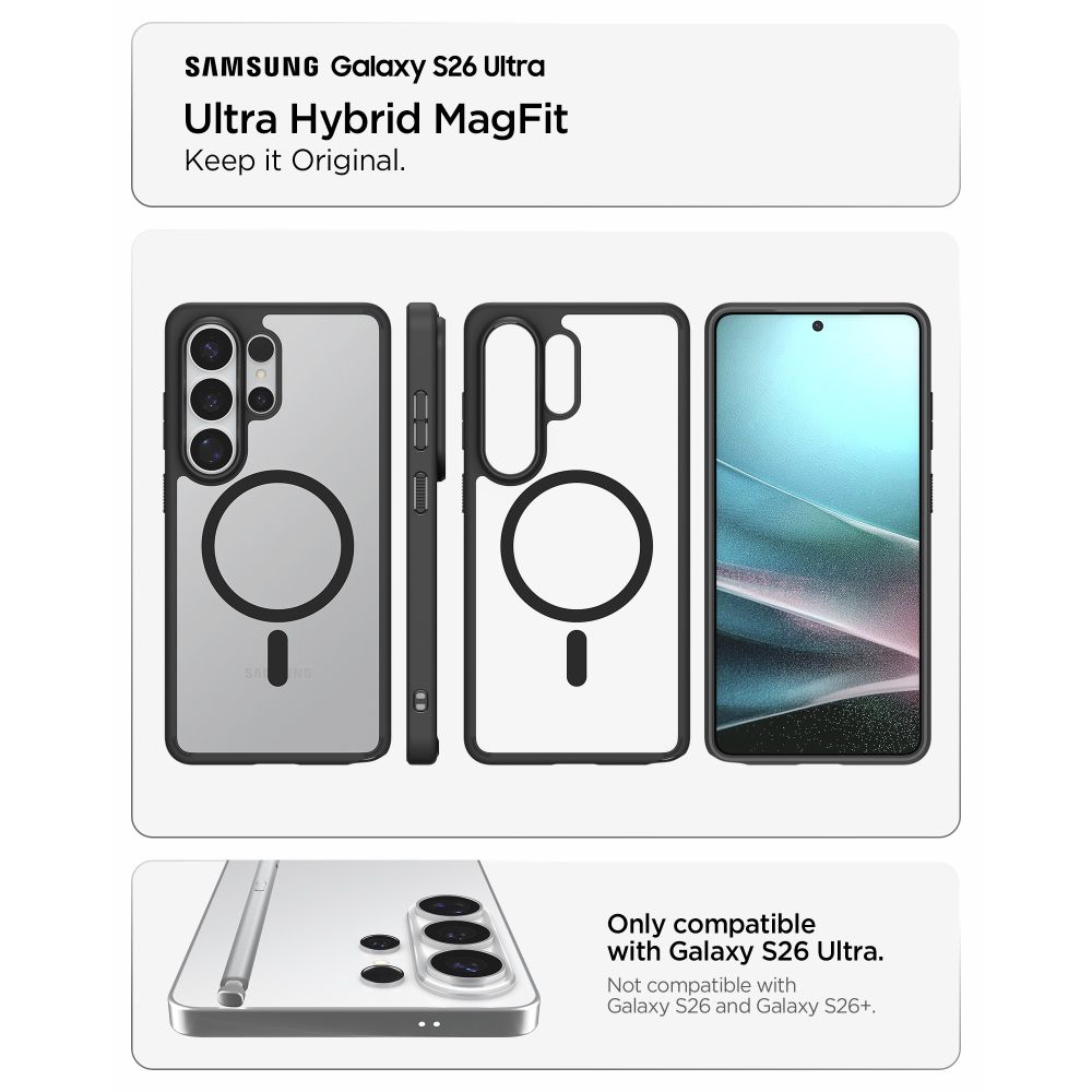 Spigen Ultra Hybrid Mag MagSafe-etui til Samsung Galaxy S26 Ultra - Klar sort