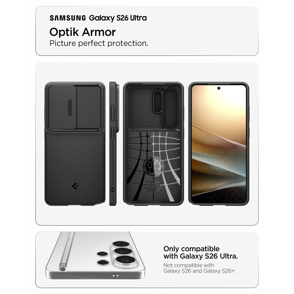 Spigen Optik Armor-etui til Samsung Galaxy S26 Ultra - Sort