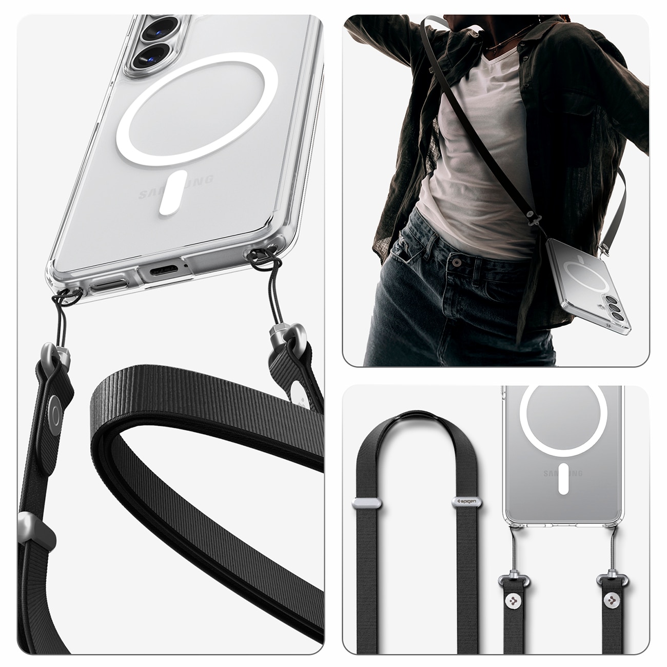Spigen Ultra Hybrid Mag MagSafe-etui til Samsung Galaxy S26 - Klar og hvid