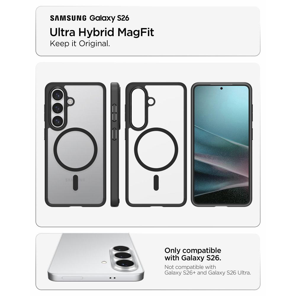 Spigen Ultra Hybrid Mag MagSafe-fodral för Samsung Galaxy S26 - Klart Svart