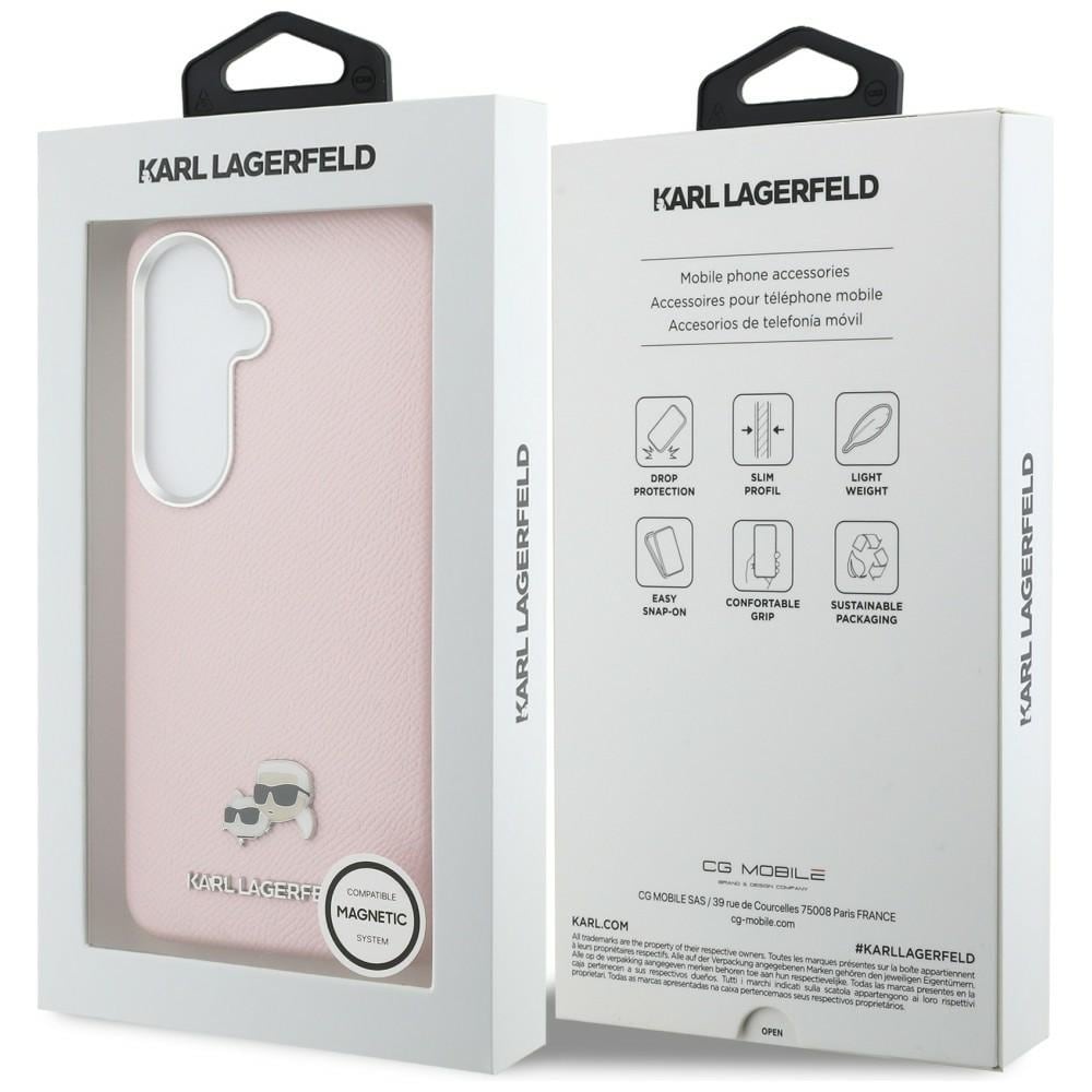 Karl Lagerfeld Saffiano KC Metal Logo MagSafe-fodral för Samsung Galaxy S26+ - Rosa