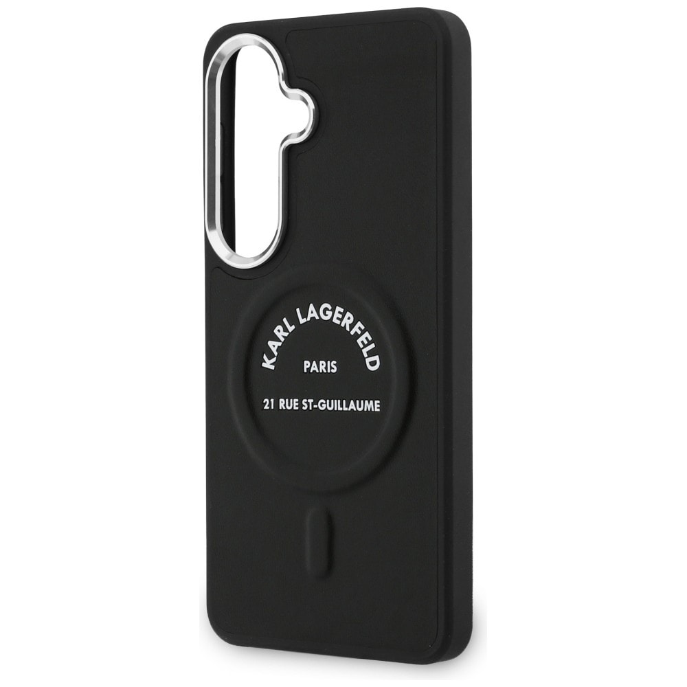 Karl Lagerfeld-præget ring RSG-logo MagSafe-etui til Samsung Galaxy S26 - Sort