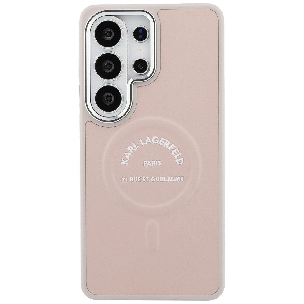Karl Lagerfeld präglad ring RSG-logotyp MagSafe-fodral för Samsung Galaxy S26 Ultra - Rosa