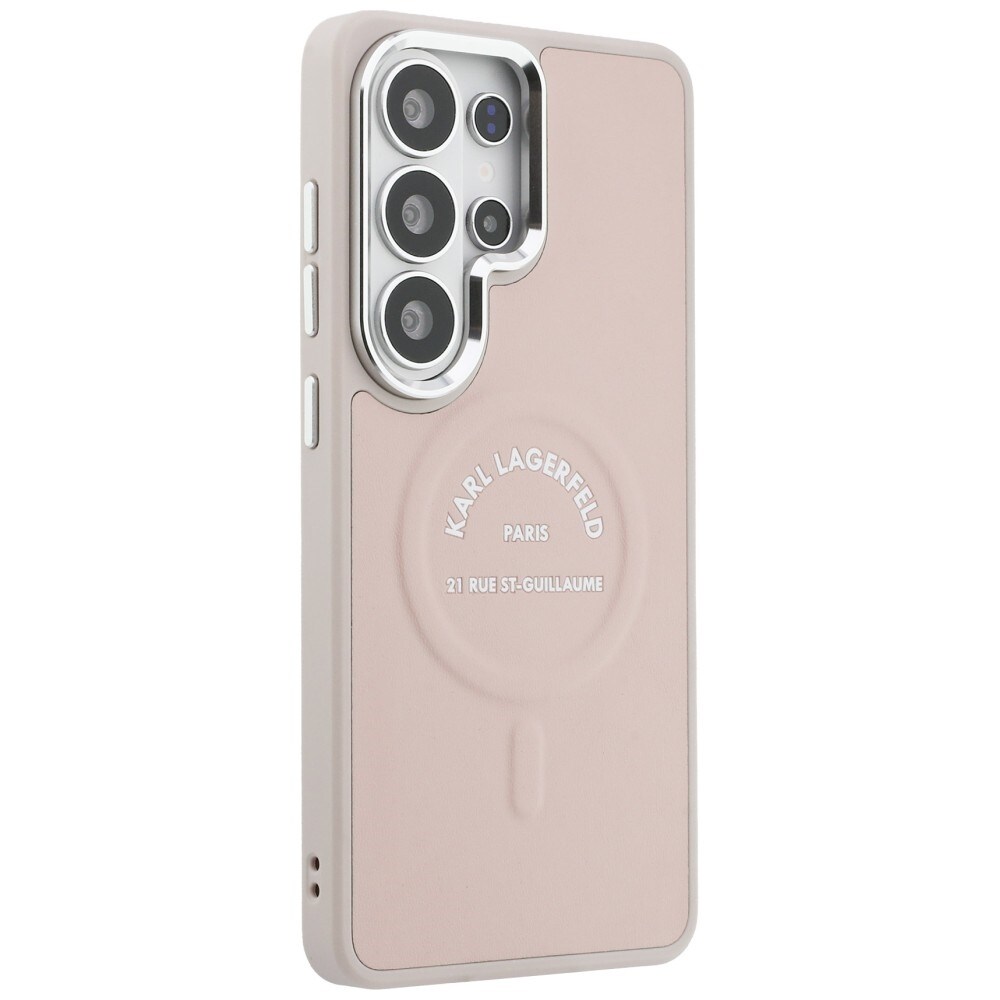 Karl Lagerfeld präglad ring RSG-logotyp MagSafe-fodral för Samsung Galaxy S26 Ultra - Rosa