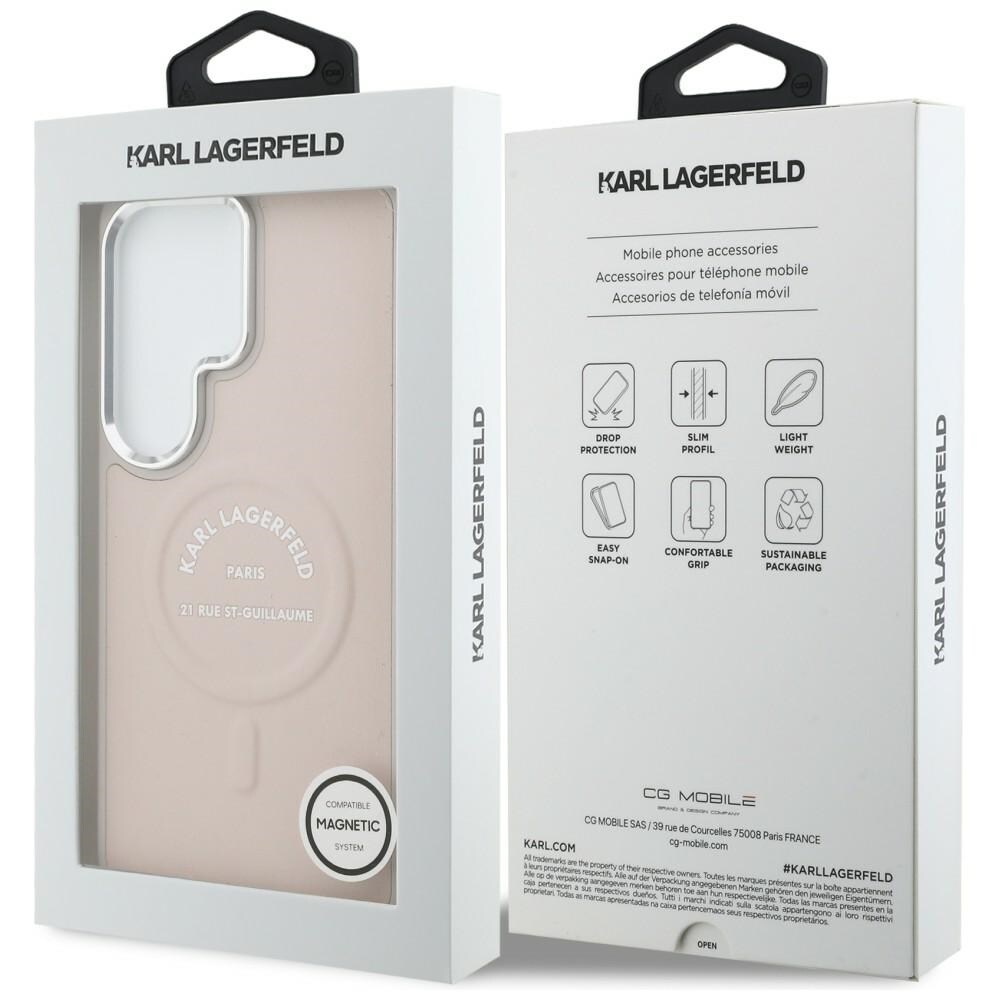Karl Lagerfeld präglad ring RSG-logotyp MagSafe-fodral för Samsung Galaxy S26 Ultra - Rosa