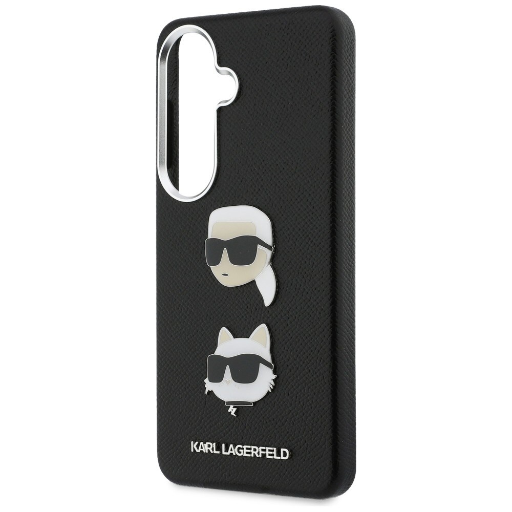 Karl Lagerfeld Saffiano metallfodral med dubbla huvuden för Samsung Galaxy S26 - Svart